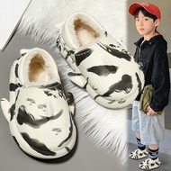 Children's Cotton-padded Shoes Winter Non-Slip Waterproof Closed Toe Boys' Slippers Baby Children's Fleece-lined Warm Shark Bag Heel Cotton Slippers