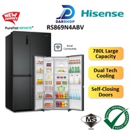 Hisense Side By Side Refrigerator Inverter Fridge 780L App Control Peti Sejuk Side By Side 冰箱 RS869N
