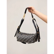 DIOR D-journey Handbag Small Size D-Journey Metal Hardware Printed Logo Fabric Leather Handbag Shoul