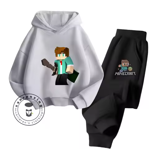 2D Hot Sale Minecraft Fashion Hoodie Set Cartoon Printed 2025 For Kids Teens Boys Girls Casual Autum