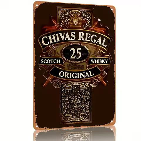 Chivas Regal 25 Year Old Original Whisky Metal Tin Sign - Premium Blended Malt Creativity, Ornate Ba