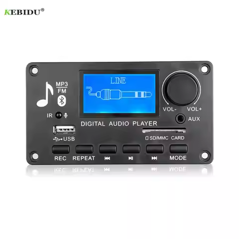 12V LCD Bluetooth V5.0 MP3 Decoder Board WAV WMA Decoding MP3 Player Audio Module Support FM Radio A