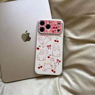 Red Gingham Line Art Bunny Cherry Bow Print Phone Case For Realme C2 11 14 15 20 21 25 30 31 33 35 5