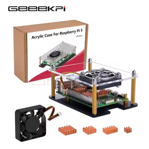 GeeekPi Raspberry Pi 5 Case with Fan Raspberry Pi 5 Acrylic Case Fan Raspberry Pi 5 Case Fan with He