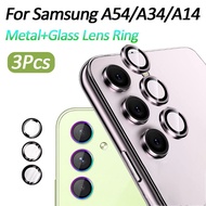 3PCS Lens Ring for Samsung Galaxy A54/A34/A24/A14/M54 Metal Ring+Glass Lens Film for Samsung A05S Camera Lens Cover