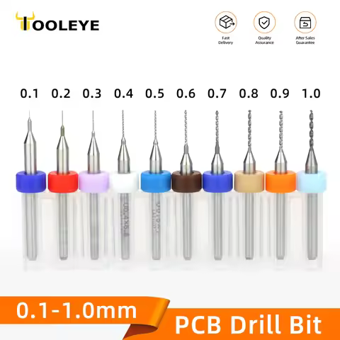 TOOLEYE 10pcs 0.1-1.0mm PCB Drill Bit Micro Carbide Drill Bit Printed Circuit Board Wood Modeling Mi