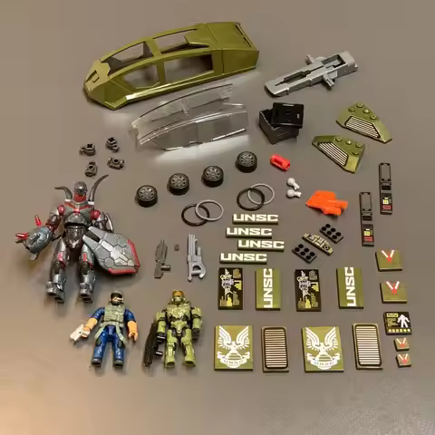 Mega Bloks Construx UNSC Infinite Pelican Inbound Pilot Hunter Master Chief Set Figures Gun Base Acc