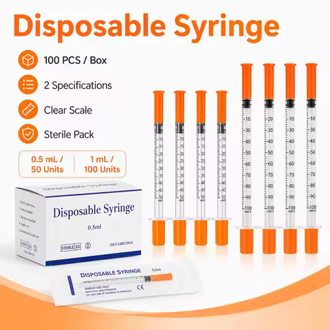 100pcs 1ml 0.5ml 30G 31G Pet Animal Dog Cat Disposable Syringe Plastic Veterinary Syringe With Needl