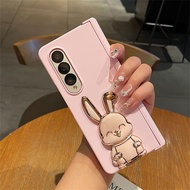 Luxury Korean Rabbit Bracelet Black Simple Case for Samsung Galaxy Z Fold7 6 4 5G Z Fold6 Fold 6 Fol