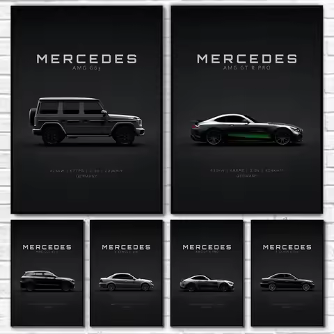 Black Famous Car M-Mercedes-B-Benz-AMG GT G 63 E 350 Poster Print Canvas Painting Home Living Room W