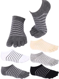 5 Pairs Stripe Toe Socks Five Finger Socks Low Cut Colorful Socks for Women Girl Supplies