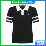 Pearly Gates | Pearly Gates Womens Cuffed Collar Short-Sleeve Knit Golf Polo Shirt 522F2Sw951 Bk