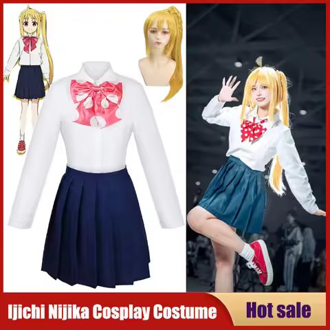 Ijichi Nijika Costume Anime Bocchi The Rock Cosplay Adult Party Carnival School Uniform Skirt Shirt
