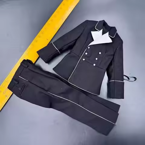 1942 DID 3R GM657 1/6 Scale Action Figures Black Uniform Coat Pants Set Clothes Model for 12'' Toys 