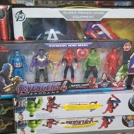 armtoy Toy Super Hero Model Figures Set Of 5 The Hulk Thanos Spider-Man Captain Iron Man Size 10cm