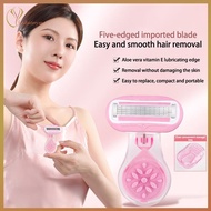 TERY Portable Short Handle Women Razor Blade 5 Layers With Soap Bar Smooth Shaving Blade Lady Body C
