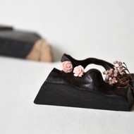 手製粉壓胭脂螺玫瑰花耳釘耳環 // 玫瑰花耳釘