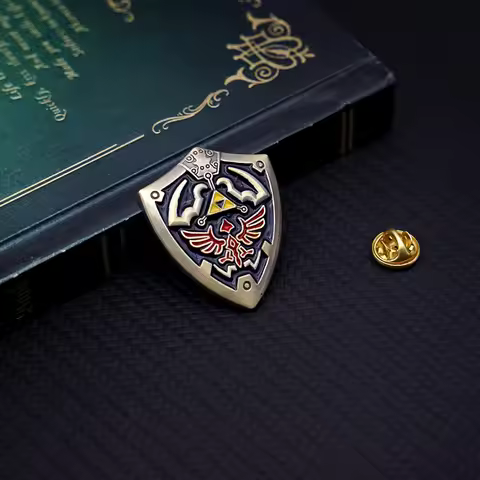 Game Hylian Shield Pins for Backpack Brooch Metal Enamel Pin Brooches for Women Men Badge Jewelry Ec