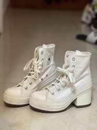 复古粗跟鞋36.5碼CONVERSE匡威高厚底高帮帆布鞋A05348C