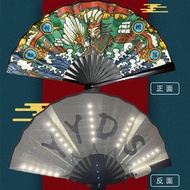 Quạt Gấp Vải Nhung LED 8 Inch Quạt Nhún Nhảy Club Bar Đèn LED Phong Cách Trung Hoa Quạt Gấp Vải Nhun