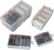 Home-X - Clear Battery Storage Cases (Set of 4), Stores and Organizes Batteries in a Hard, See-Throu
