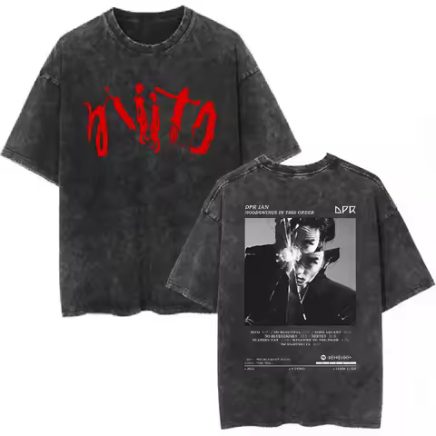 Singer DPR Ian Tour Oversized T Shirt Men's Vintage Wash Short Sleeve Hip Hop Tee Shirt Homme Fashio