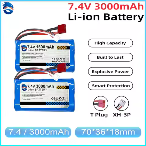 Skymaker 1500mAh 2S Li-Ion Battery 7.4V 3000mAh 15C With T Plug Rechargeable for WLtoys 144001 14401