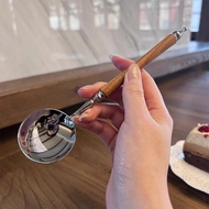 Round Spoons Dinner Spoons with Wood Handle Flatware Eating Utensils Table Spoons for Home Kitchen