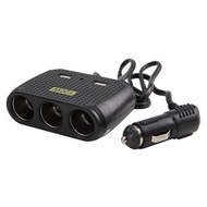 Car Lighter Parallel Plug (3 Socket Lighter & 2 USB)