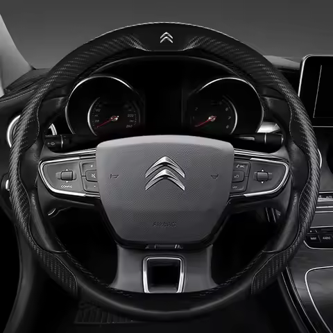 For Citroen C4 Cactus C5 C4l Ds4 Ds5l 1 C2 C3 Picasso Carbon fiber Leather Car Steering Wheel Cover 