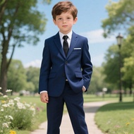 Tween Boy Suits 4-Pieces Suit Set Tuxedos Dresswear Ring Bearer Outfit Wedding Jacket Pants Tie BowT