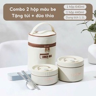Hộp Cơm Giữ Nhiệt 4 Tầng Lunch Box Tặng Kèm Thìa Đũa