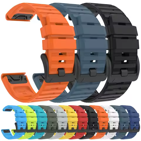 26 22mm Silicone Strap For Garmin Fenix 6 6X Pro Sapphire E 8 8Pro 7 7X 5 5X Band Watch Epix Pro For