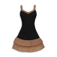 DALLA Đầm 2 dây vintage phối tầng (D43)