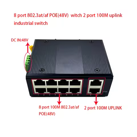 Standard protocol 802.3AF/AT 48V POE OUT/48V poe switch 100 mbps 8port POE with 2port 100M UPLINK in
