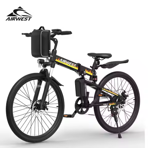 AIRWEST T26-Y Adult Electric Bike,750W Peak Power,48V 7.8Ah Battery,26"Tire Commuter Electric Bike,2