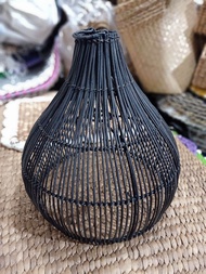 Kap Lampu Rotan / Hiasan Langit-Langit Rumah / Kap Lampu Warna Hitam