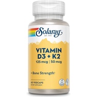 Solaray Vitamin D3 + K2, 60 / 120 VegCaps