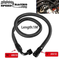 1M AN10 10AN Black Braided Oil Fuel Fittings Hose End 0+90 Degree Oil Adaptor Kit Oil Fuel Hose Line