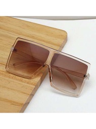 1對Ins超大茶色鏡框太陽眼鏡，適用於女士男士日常穿著，夏日沙灘