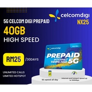 CelcomDigi Prepaid 5G Edisi Biru Celcom Sim Card Choose last 4 Digit / MNP kekal no lama
