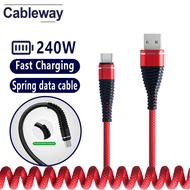 Spring Woven Data Cable with Aluminum Alloy Shell and TPU Cable Body Charging Cable, Type-c/ios/micr