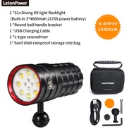 Letonpower Diving Flashlight 25000Lumens Underwater Flashlight 100M Scuba Dive Light Underwater Vide
