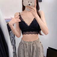 816 Small Breasts Gathered To Look Big Halterneck Underwear Girls Wireless French Pure Desire Lace S