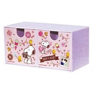 Snoopy 史努比 日版 雙格 塑膠 抽屜 桌上 收納盒 史奴比 史諾比 (紫色)