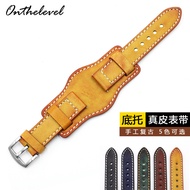 Vintage Distressed Leather Watch Strap20 22 24mm Anti-Metal Allergy Watch Holder BUND Genuine Leathe