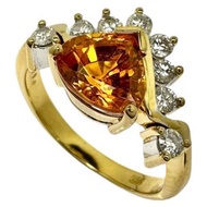 Pre-owned, size 14, orange sapphire (undiffused), 2.890ct diamond ring in 18K yellow gold/18K white 