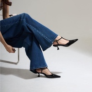 25twentyfives - G2 รองเท้าส้นสูงหัวแหลม สายรัดข้อเท้าสไตล์เกาหลี สูง 2นิ้ว Wilana