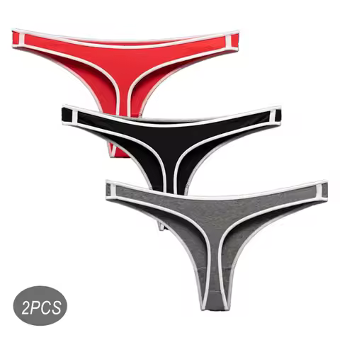 2 Pcs Seamless Cotton Thong Woman Plus Size Sports Low Waist Bikini Briefs Girls G-string Underwear