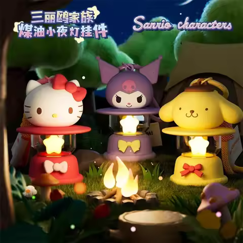 Original Sanrio Keychain Creative Hello Kitty Night Light Keyring Cinnamoroll My Melody Kuromi Key C